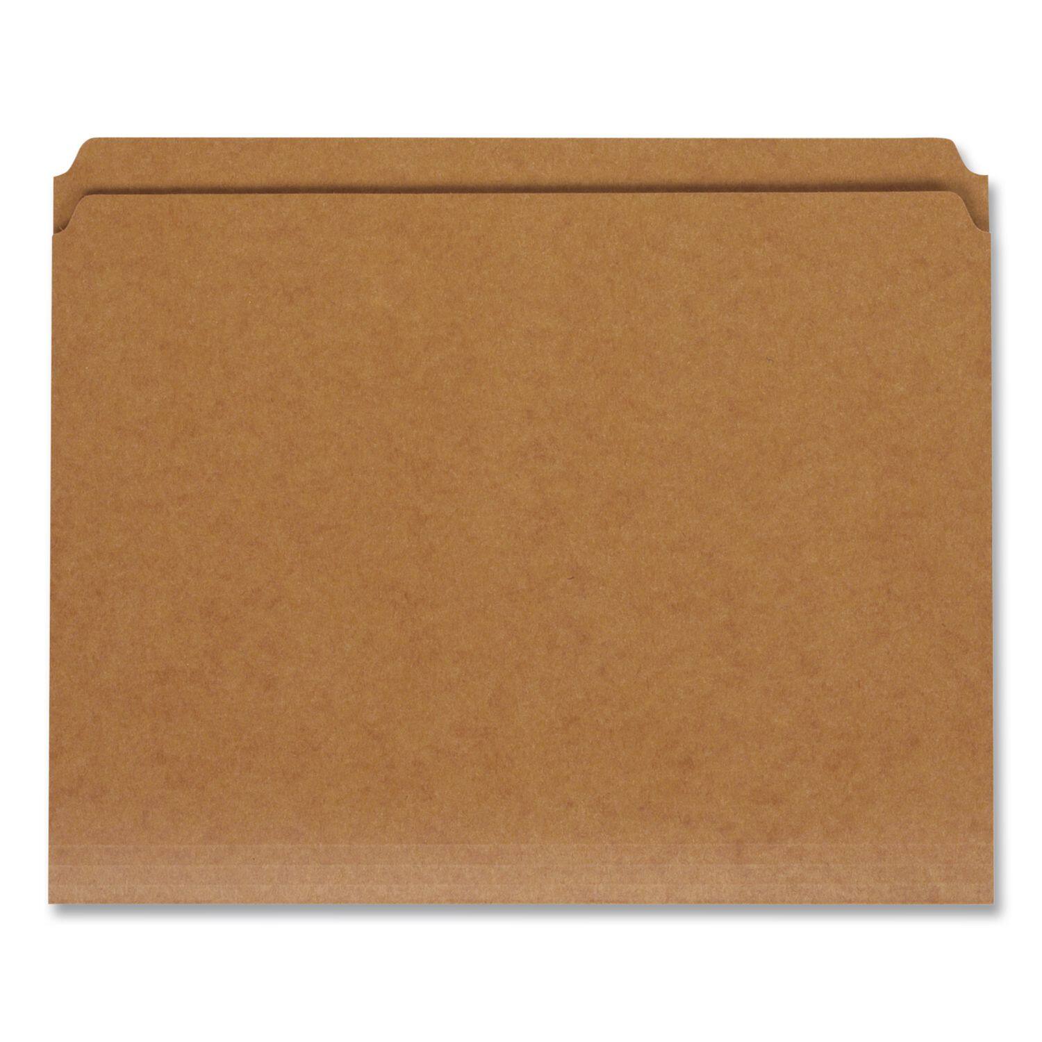 Left. Tops Business Forms - Dark Kraft File Folders with Double-Ply Top, Straight Tabs, Letter Size, 0.75" Expansion, Brown, 100/Box.