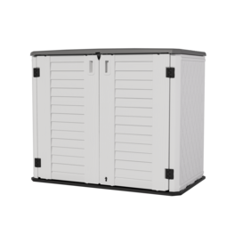 Yardgrace - 35 cu.ft. Waterproof Horizontal Storage Shed, Multi-Opening Deck Box for Bike, Garbage Cans Lawn Mower, for Garden Patio - White
