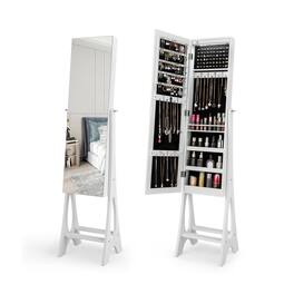 Ecooso - Freestanding Jewelry Cabinet Organizer with Beveled Full-Length Mirror and Storage