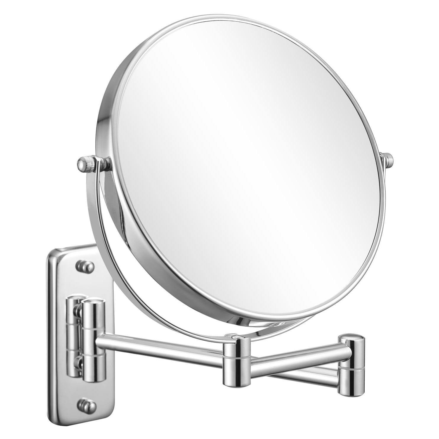 Alt View 7. Dapper Styles - Wall Mounted Magnifying Mirror With 10x Magnification Double Sided Vanity Makeup For Bathroom Chrome Finished - Chrome.