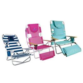 Ostrich - 2 Pack 3N1 Lightweight Outdoor Lawn Chair & On-Your-Back Reclining Chair - Blue Stripe