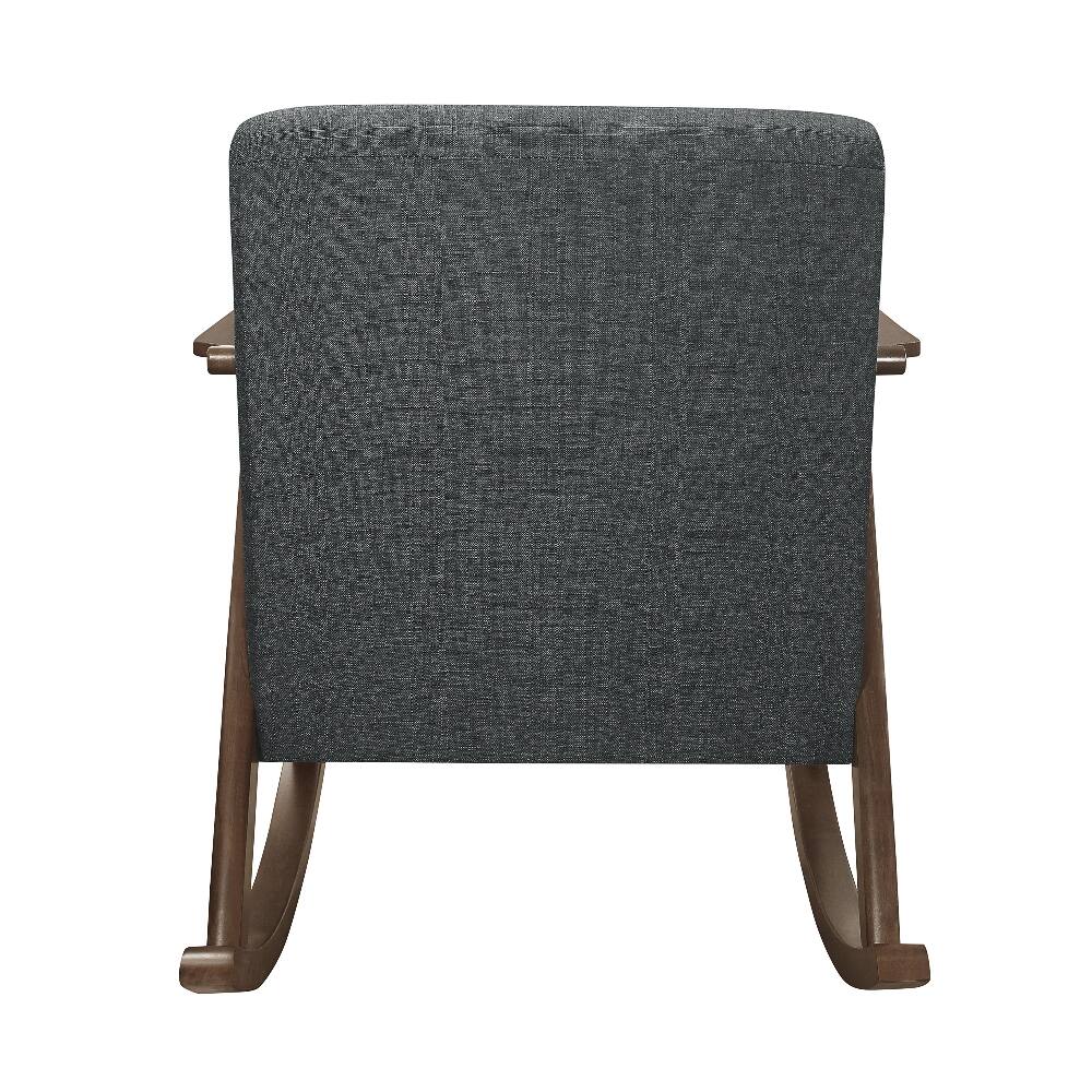 Back. Loheer - Loheer Modern Dark Gray Fabric Rocking Chair Solid Wood Frame Upholstered Rocker - Dark gray.
