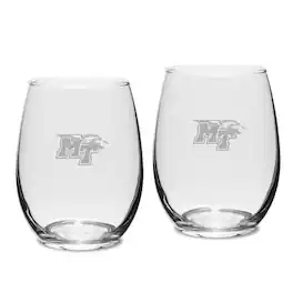 Jardine - MTSU Blue Raiders 2-Piece 15oz. Stemless Wine Glass Set - Multicolor