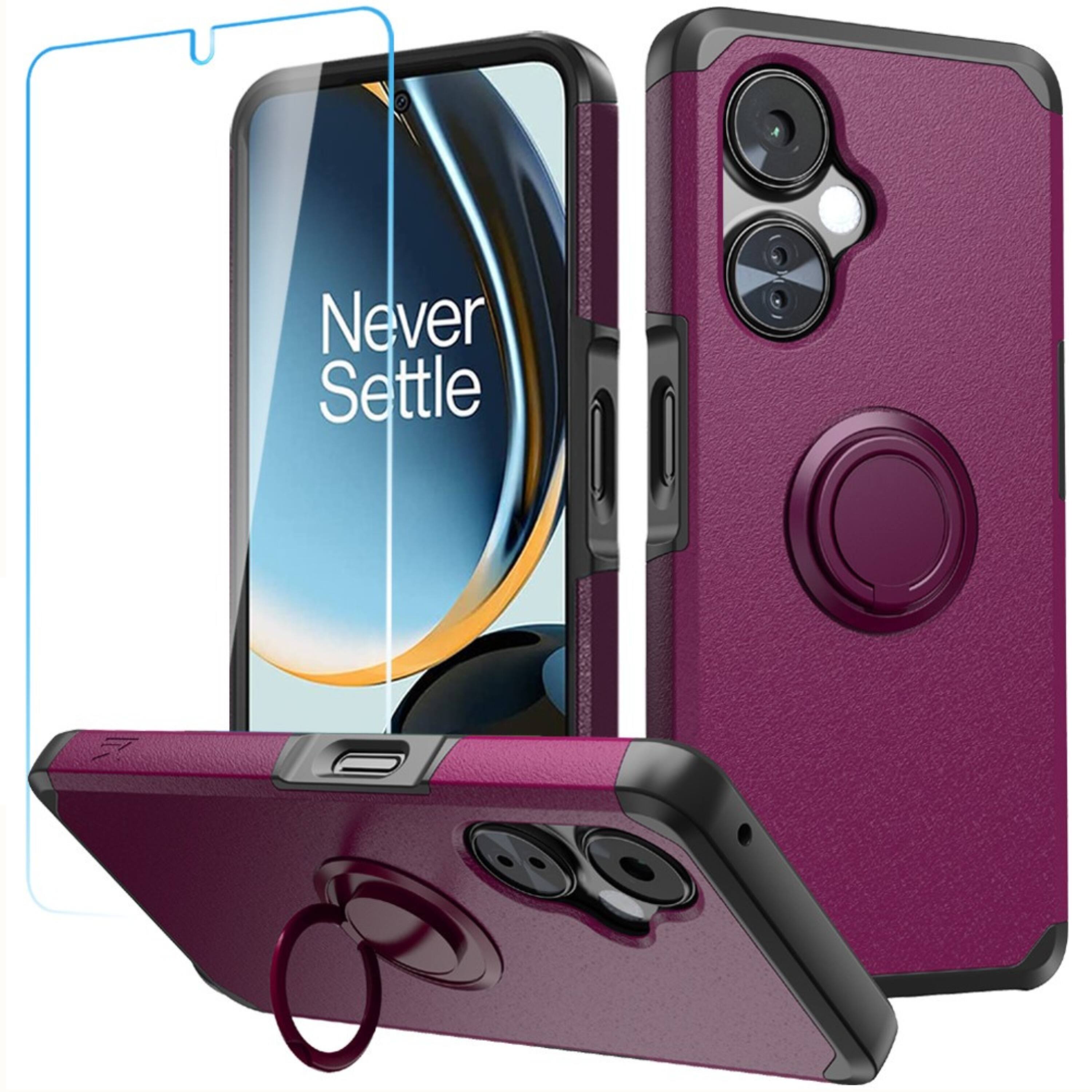 Kitcheniva - Shockproof Armor Case With Ring Holder And Tempered Glass For OnePlus Nord N30 5G - Purple price history on PriceWatchPro
