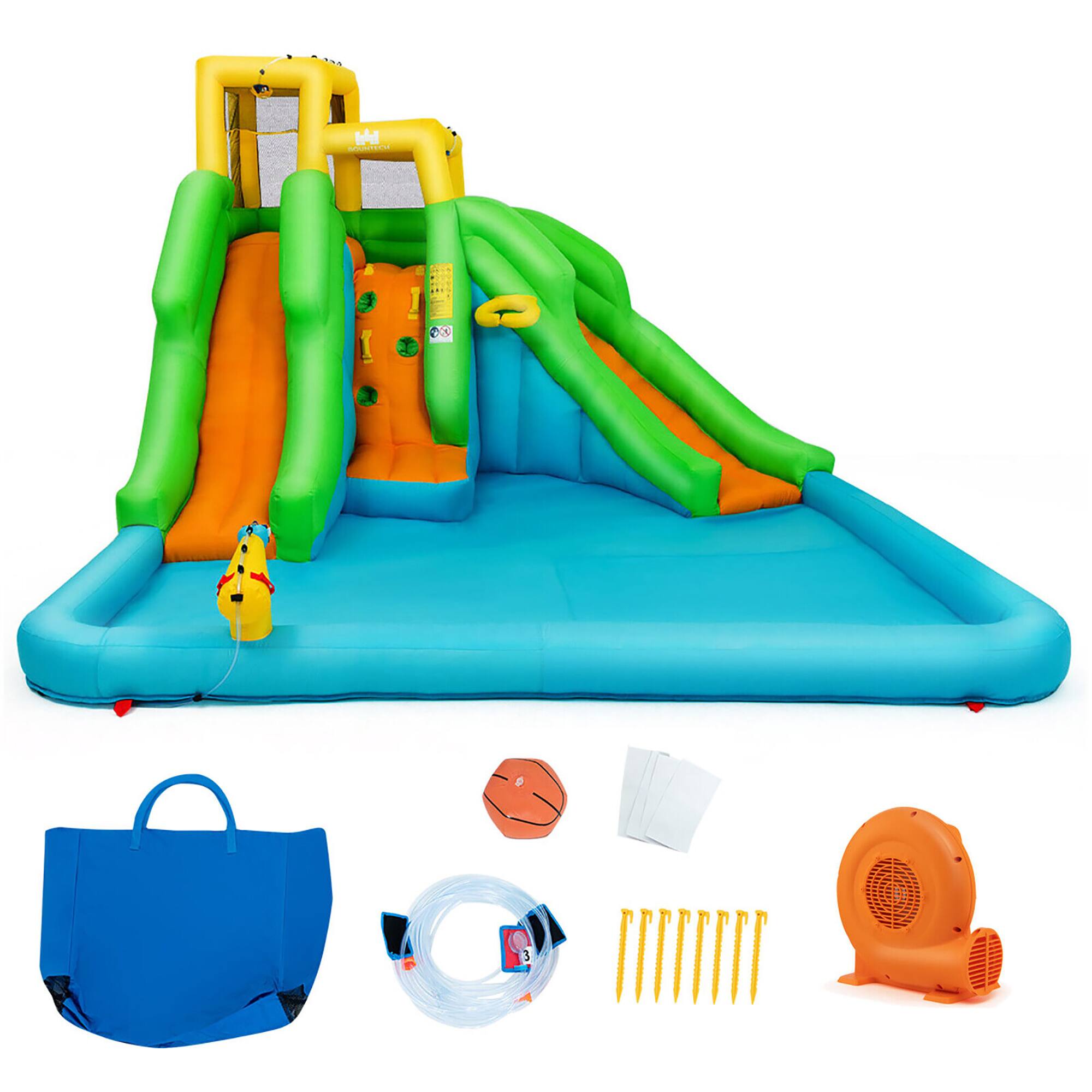 Alt View 9. Gymax - Gymax Inflatable Water Park Bounce House Two-Slide Bouncer w/ Climbing Wall & 550W Blower.