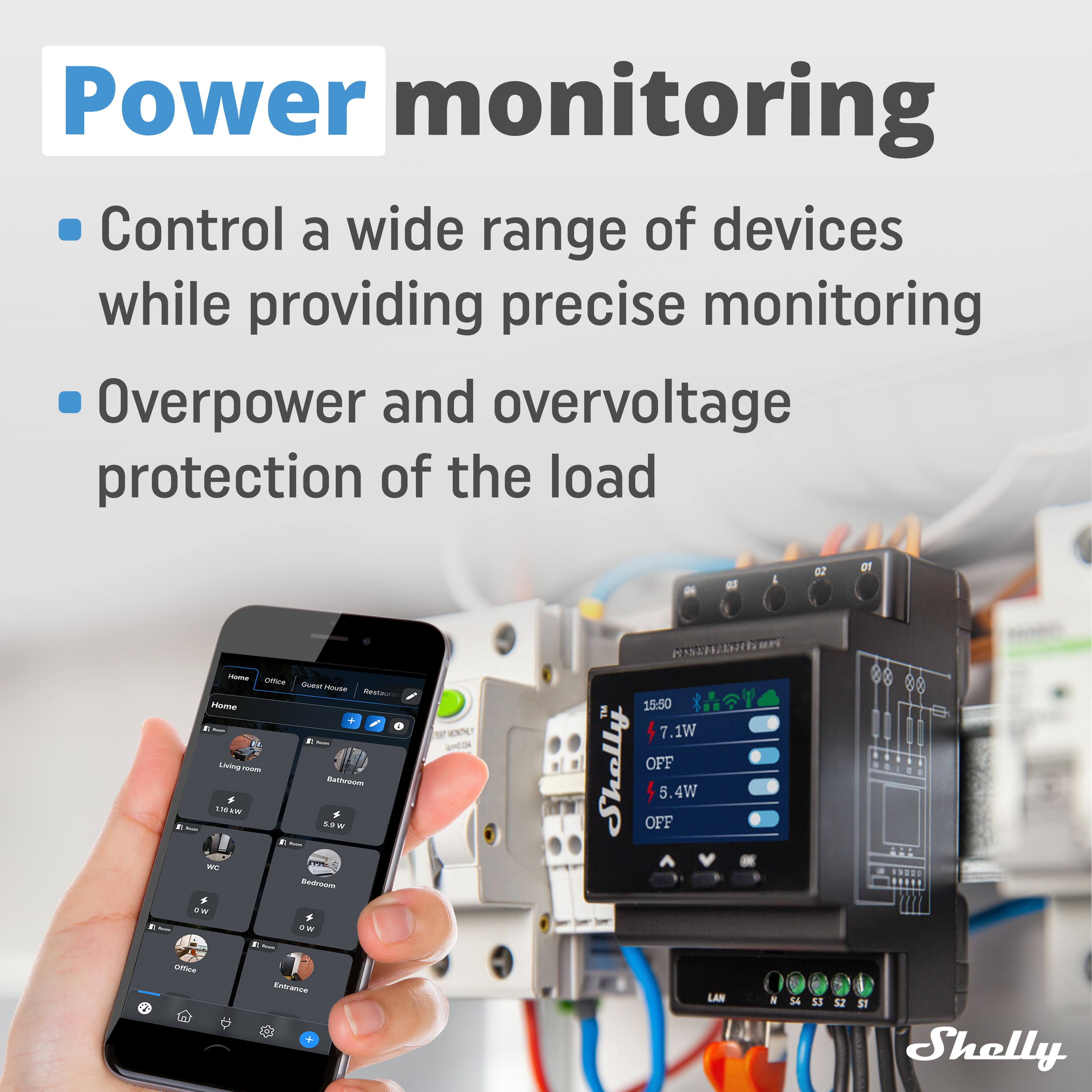 Power monitoring

- Control a wide range of devices while providing precise monitoring
- Overpower and overvoltage protection of the load