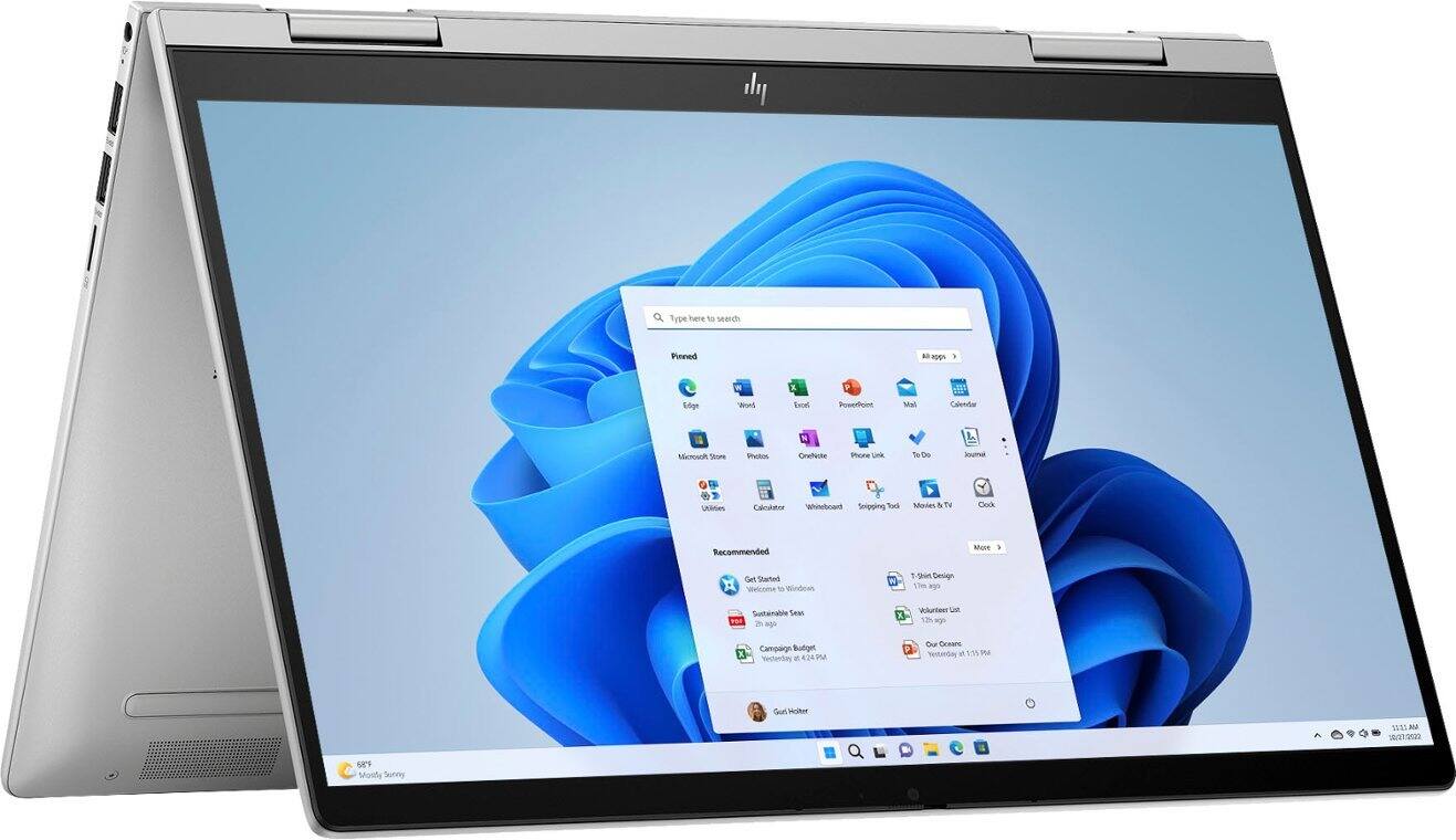 Type here to search  
Pinned  
- Edge  
- Word  
- Excel  
- PowerPoint  
- Mail  
- Calendar  
- Microsoft Store  
- Photos  
- OneNote  
- Phone Link  
- To Do  
- Journal  
- Utilities  
- Calculator  
- Whiteboard  
- Shipping Tool  
- Movies & TV  

Recommended  
- Get Started  
  - Welcome to Windows  
  - Sustainable Sea  
  - Campaign Budget  
- 1-Shirt Design  
- Volunteer List  
- Our Canvas  

Get Started  
Welcome to Windows  
Sustainable Sea  
Campaign Budget  

17m ago  
12% ago  
Yesterday  
Yesterday  

11:11 AM  
10/27/2022  

Gust Hofer  

68°F  
Sunny
