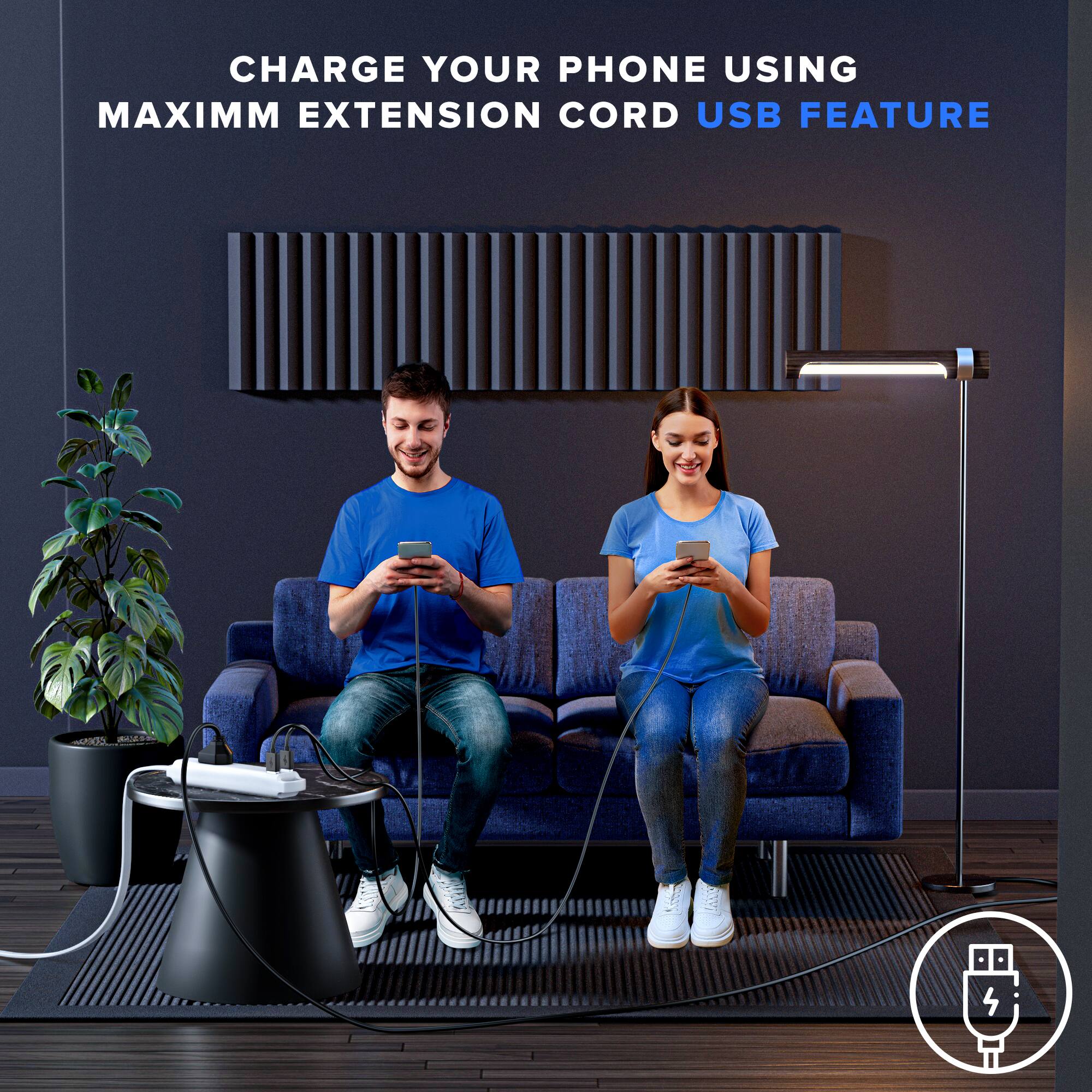 CHARGE YOUR PHONE USING MAXIMUM EXTENSION CORD USB FEATURE