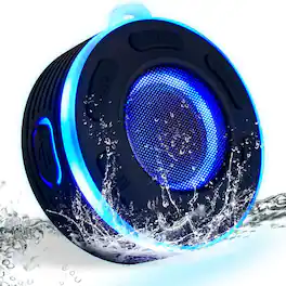 Stamp n Camp - JK&EROSSTARS Portable Shower Speaker Bluetooth | Waterproof Loud Sound Built-in Mic Hands Free with Lights&Suction - default