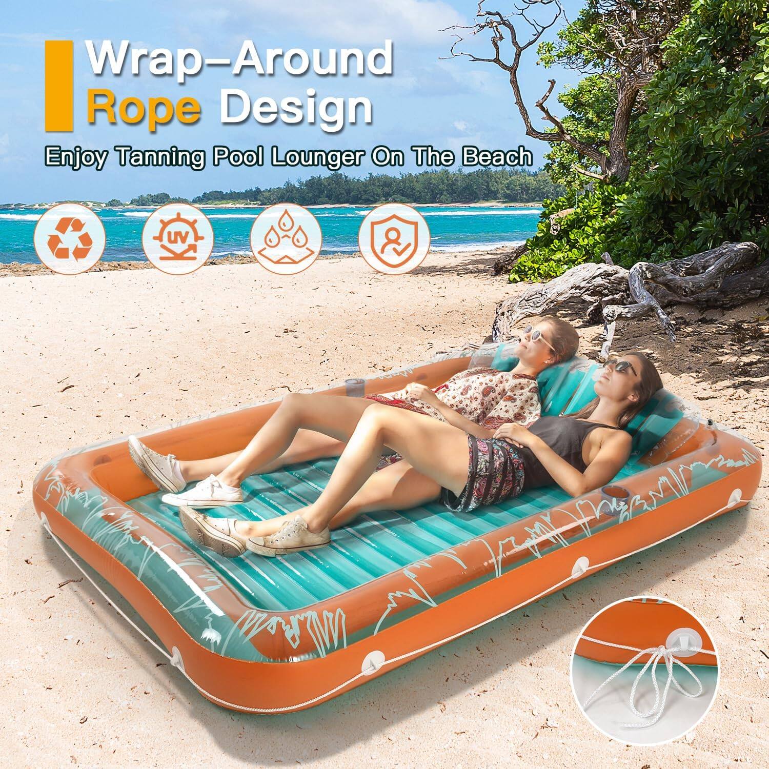 Wrap-Around Rope Design
Enjoy Tanning Pool Lounger On The Beach