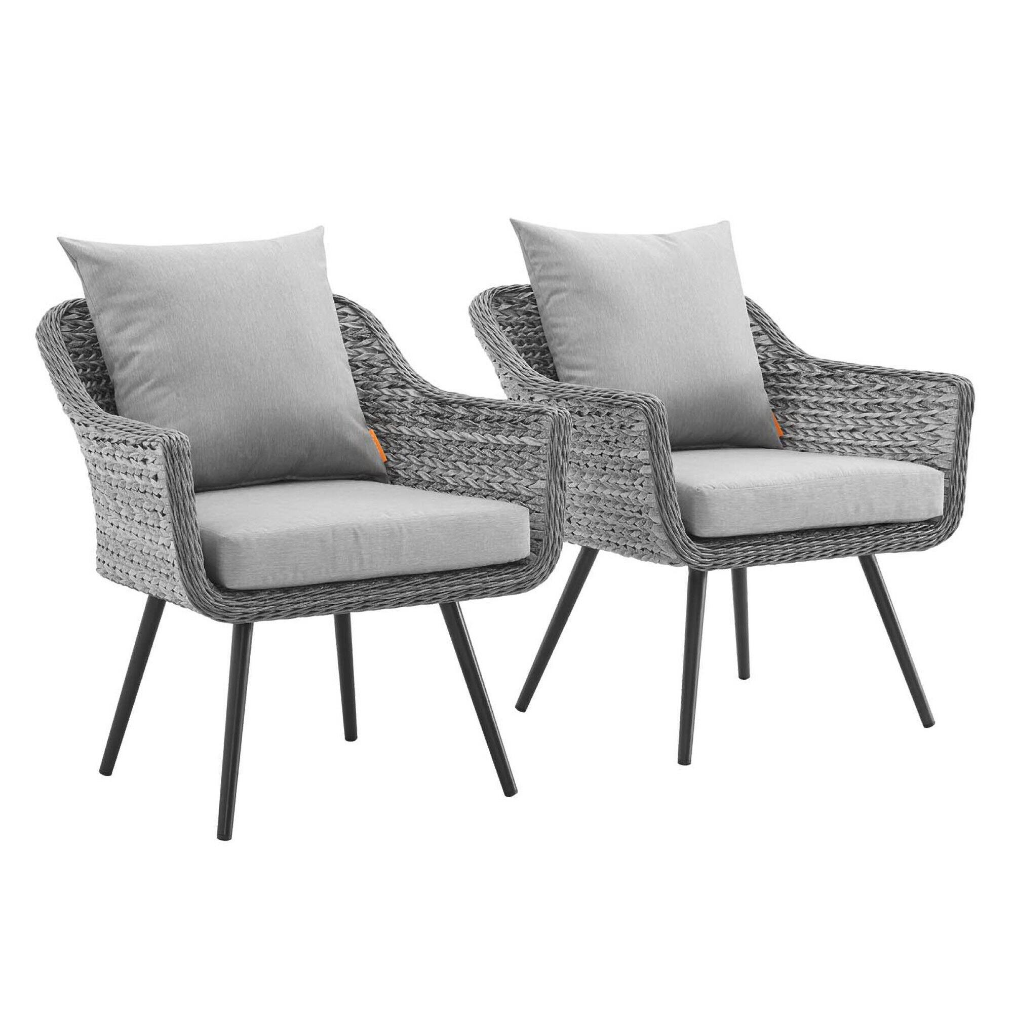 Angle. Modway - Endeavor Outdoor Patio Wicker Rattan Armchair Set of 2 by Modway - Gray Gray.