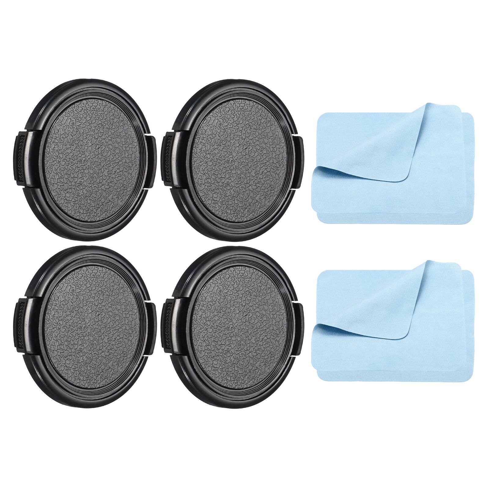 Front. Unique Bargains - 4pcs 49mm Sides Pinch Lens Cap with Cloth for Nikon/Fujifilm/Pentax/Leica - Black.