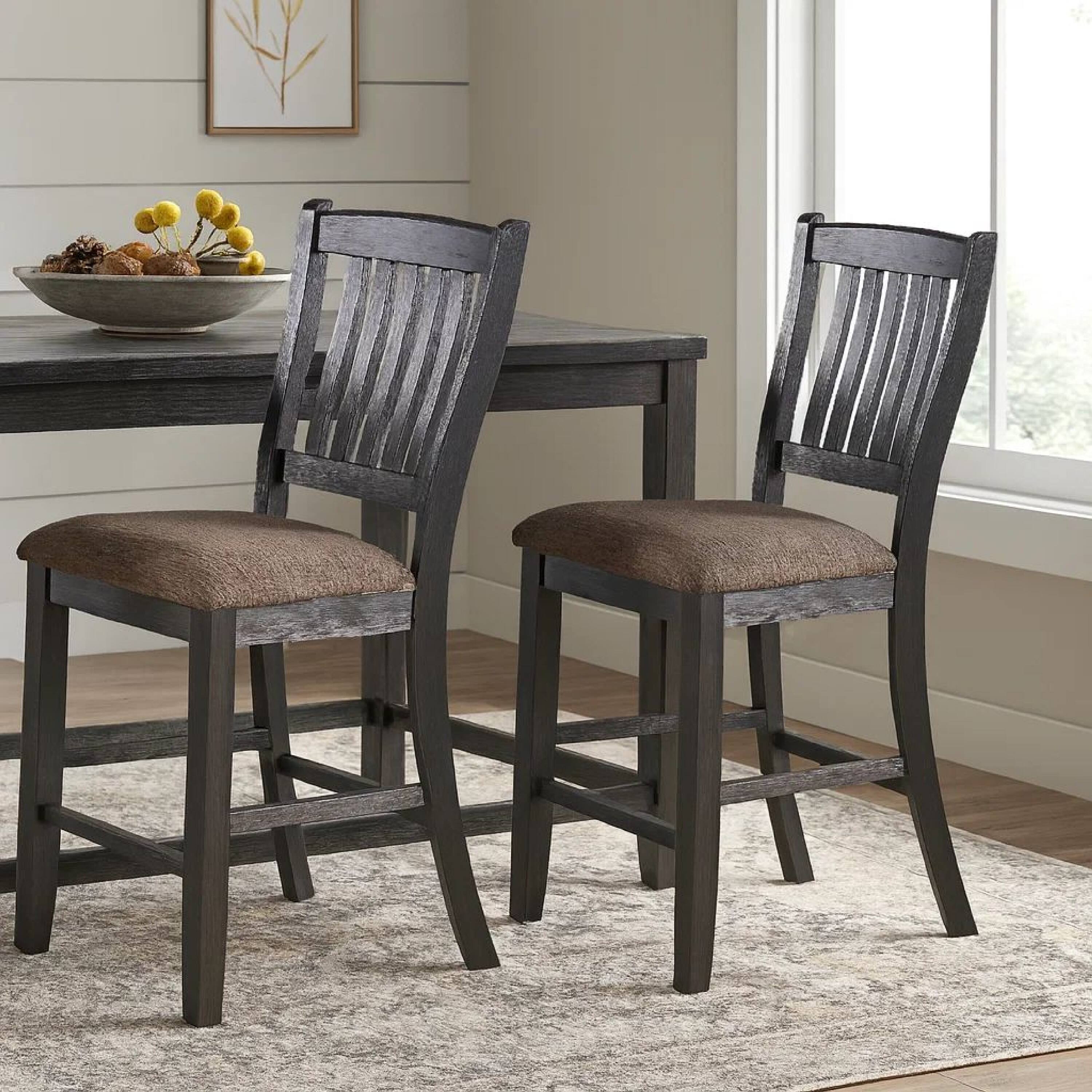 Alt View 6. Manhattan Lane - Chair with High Slatted Back Design, Set of 2 - Brown.