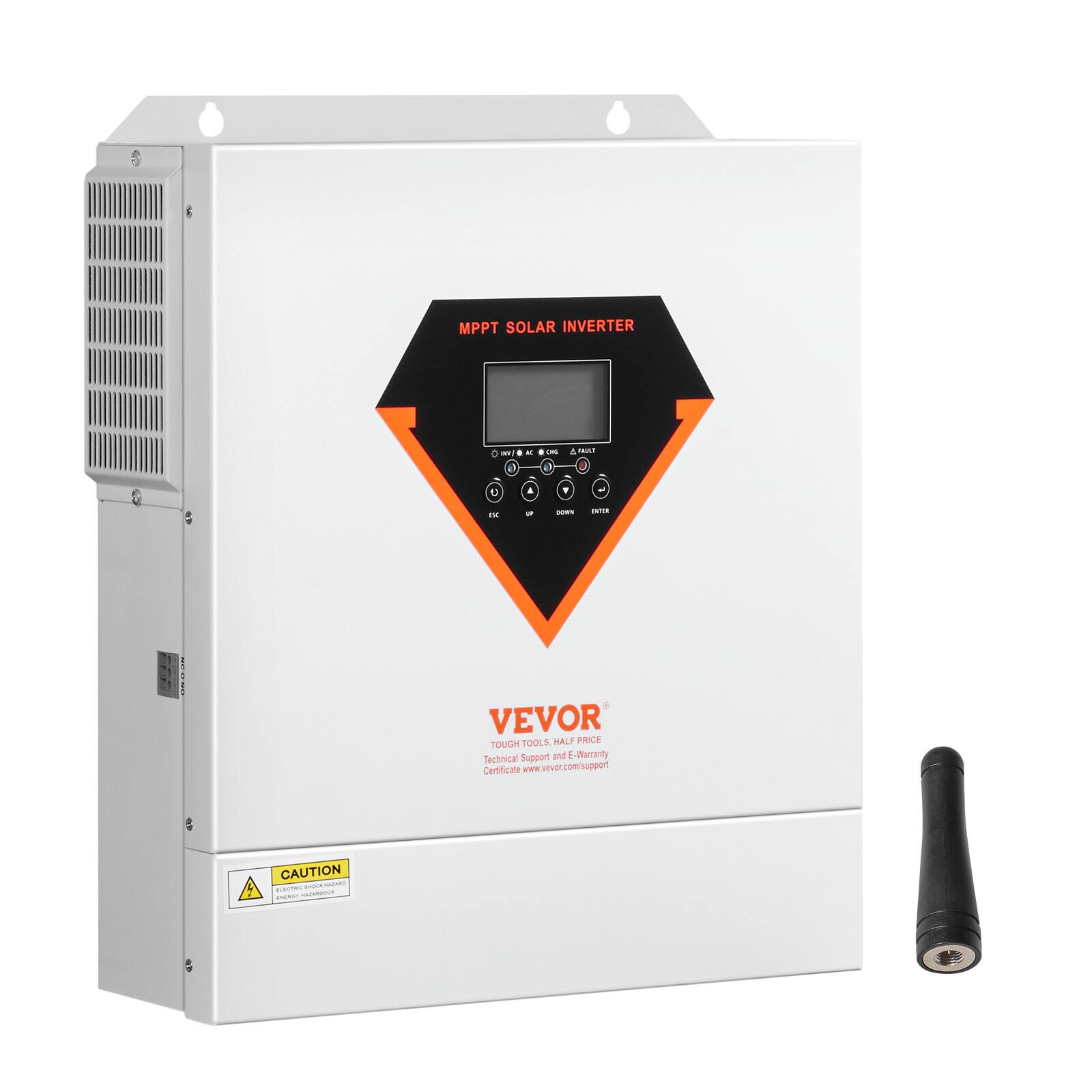 MPPT SOLAR INVERTER

0 30
K I 06
A mgJ
0
A
F

EK
P
DOWN
ENTER

VEVOR TOOLS, HALF PRICE TOUGH Technical Support and E-Warranty Certificate www.vevor.com/support

CAUTION GLASTRIC SHOOKHACHRO EMAIN ploan20m