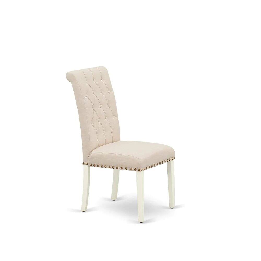 Back. East West Furniture - Dining Room Set Linen White - Brown.
