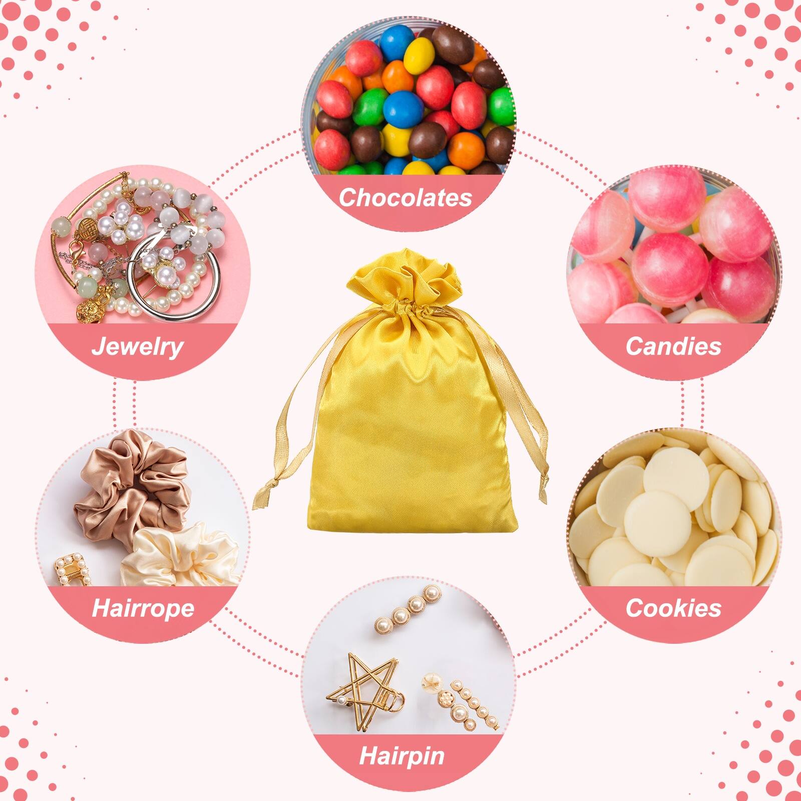 Chocolates, Jewelry, Candies, Hairrope, Cookies, Hairpin