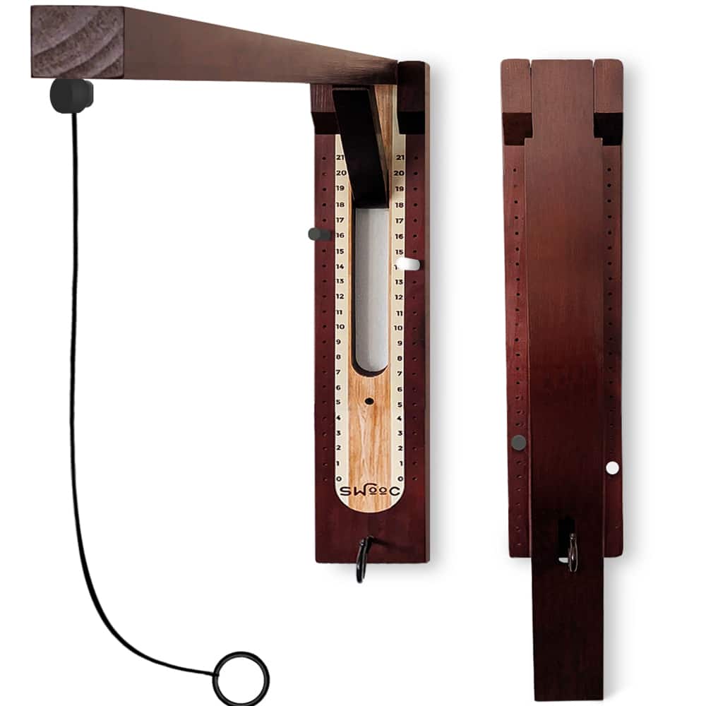 Swooc Games - Hideaway Hook and Ring Game On A String - Weather Resistant & Easy Setup - Man Cave Games - Wall Games For Game Room - Brown