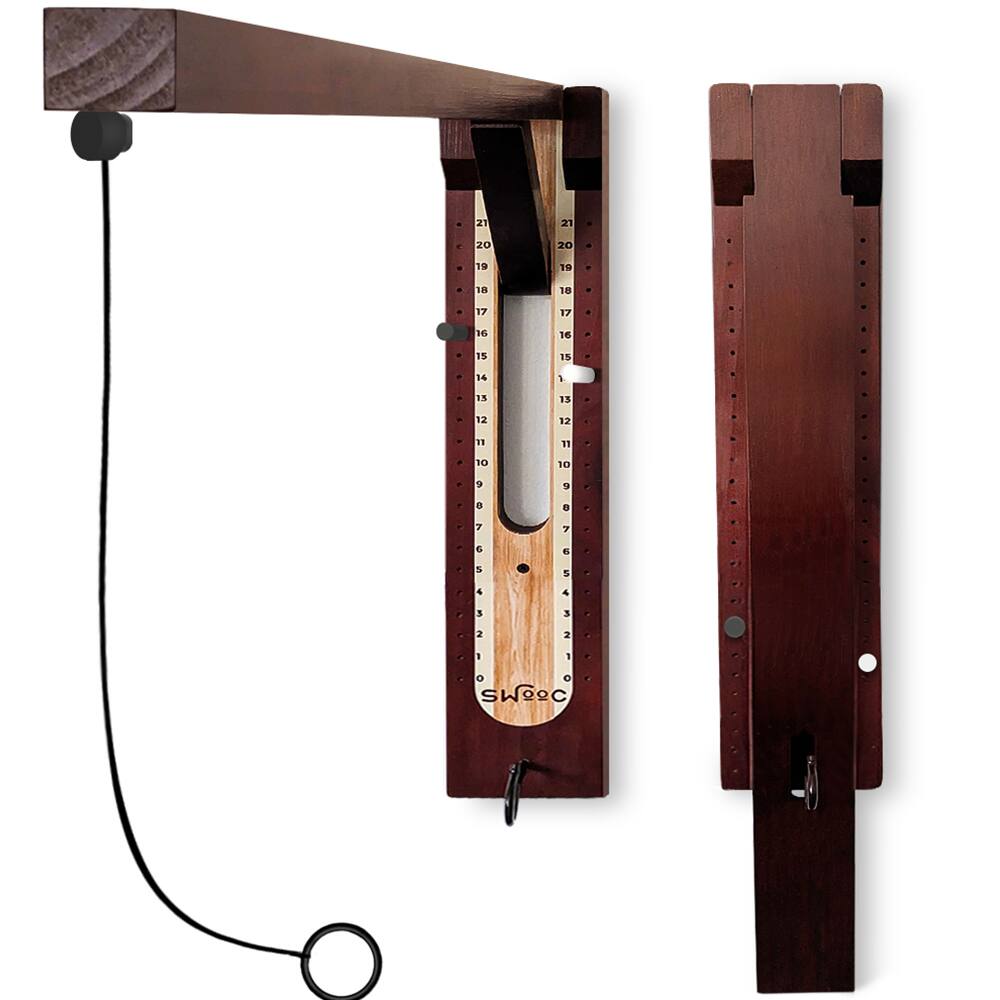 Front. Swooc Games - Hideaway Hook and Ring Game On A String - Weather Resistant & Easy Setup - Man Cave Games - Wall Games For Game Room - Brown.