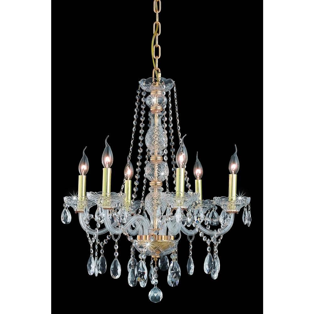 Elegant Lighting - Verona 6 light Chandelier Clear Royal Cut Crystal - Gold