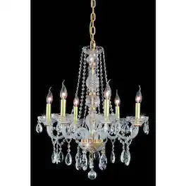 Elegant Lighting - Verona 6 light Chandelier Clear Royal Cut Crystal - Gold