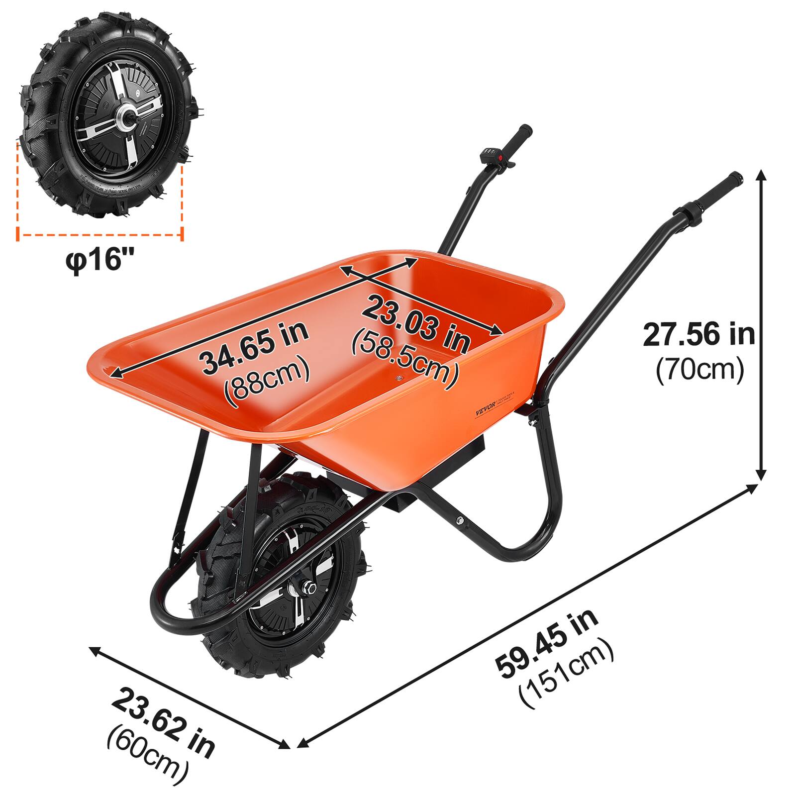 D C 16" in 23.03 in (58.5cm) 34.65 in (88cm) 27.56 in (70cm) 23.62 in (60cm) 59.45 in (151cm)