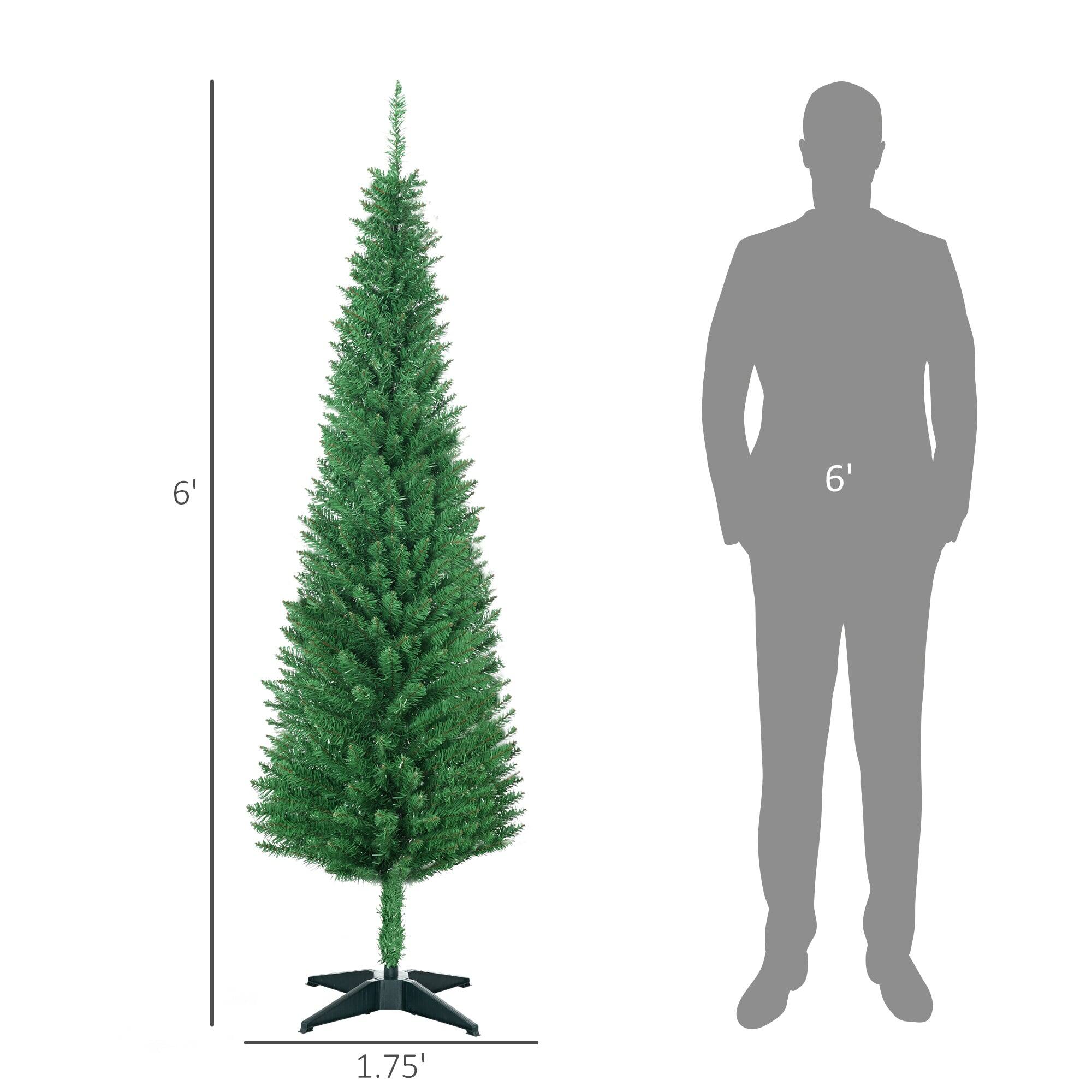 Left. BreeBe - 6 ft Artificial Pencil Christmas Tree - Light Green.