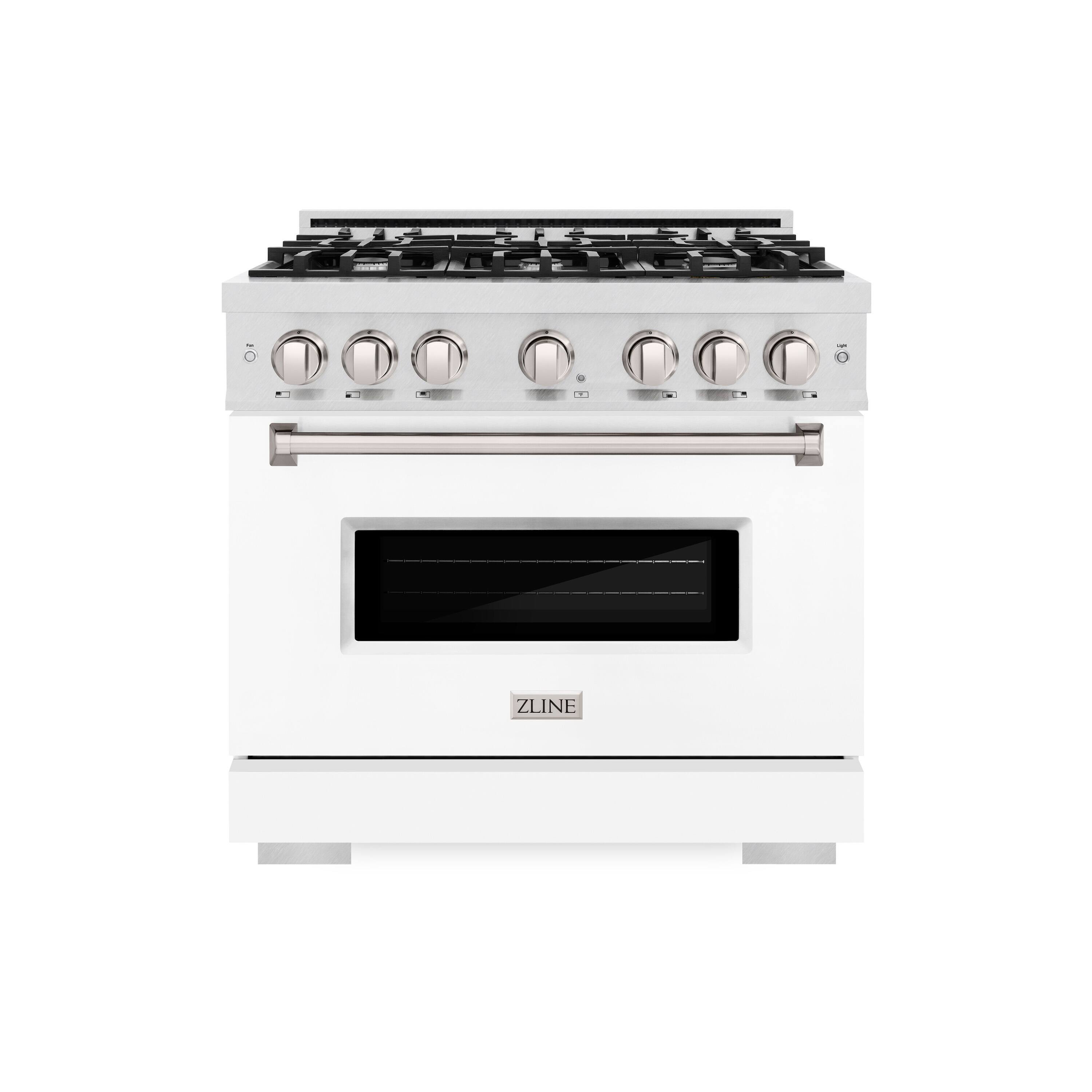 ZLINE - 36 in. Classic Gas Range with 6 Burners and Convection Oven (CGRS-WM-36) - White Matte