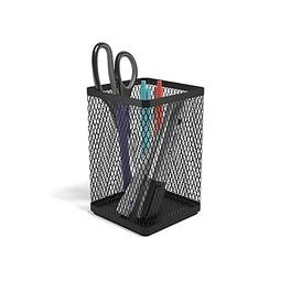 TRU RED - Jumbo Stackable Metal Mesh Pen Holder, Matte - Matte Black