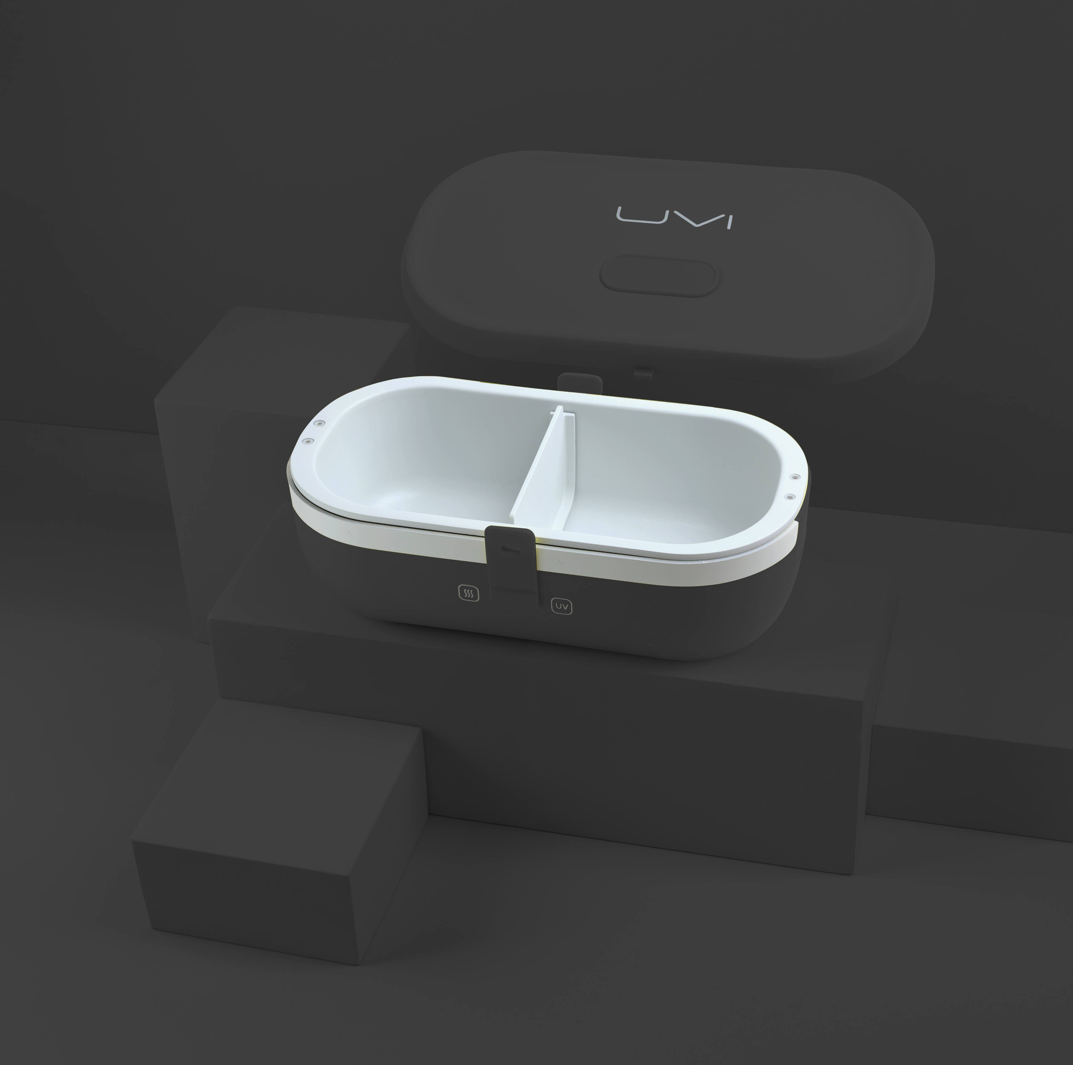 Alt View 2. UVI - UVI Plus Lunchbox – Portable Self-Heating Lunch Box with UV Sanitizer & USB-C Charging - Charcoal.