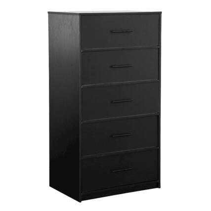 Front. Techni Home - 5-Drawer Dresser with Large Fabric Drawers, Black - Black.
