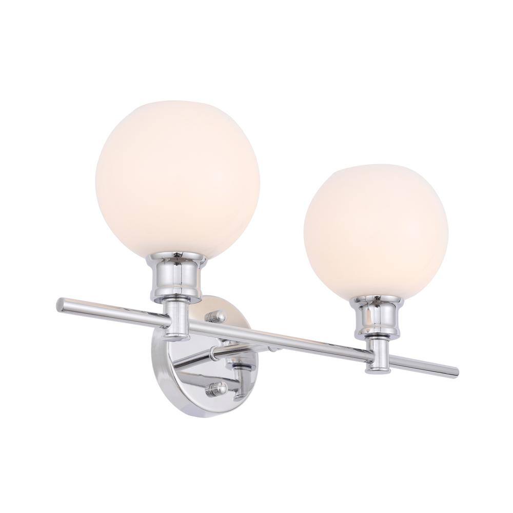 Alt View 4. Living District - Collier 2 light Chrome and Frosted white glass Wall sconce - Chrome And Frosted White Glass.