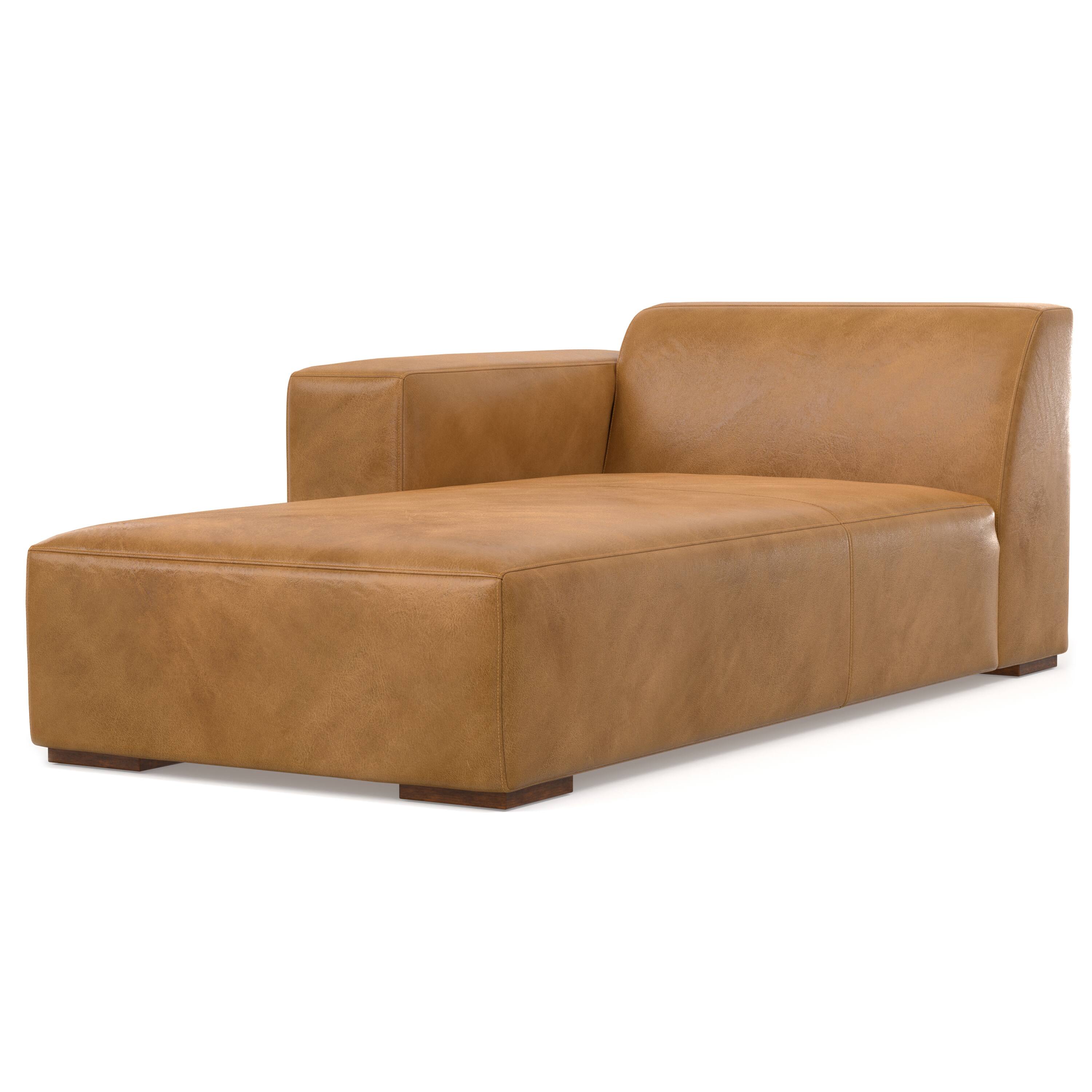 Alt View 3. Simpli Home - Rex Left Chaise Sofa Module in Genuine Leather - Sienna.