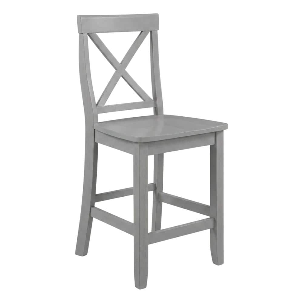 FurniFact - Counter Height Bar Stool Set with X-Back Design in Stylish Finish - Gray