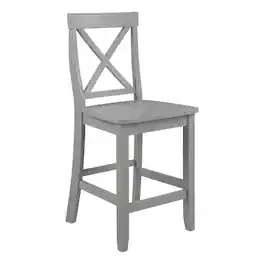 FurniFact - Counter Height Bar Stool Set with X-Back Design in Stylish Finish - Gray