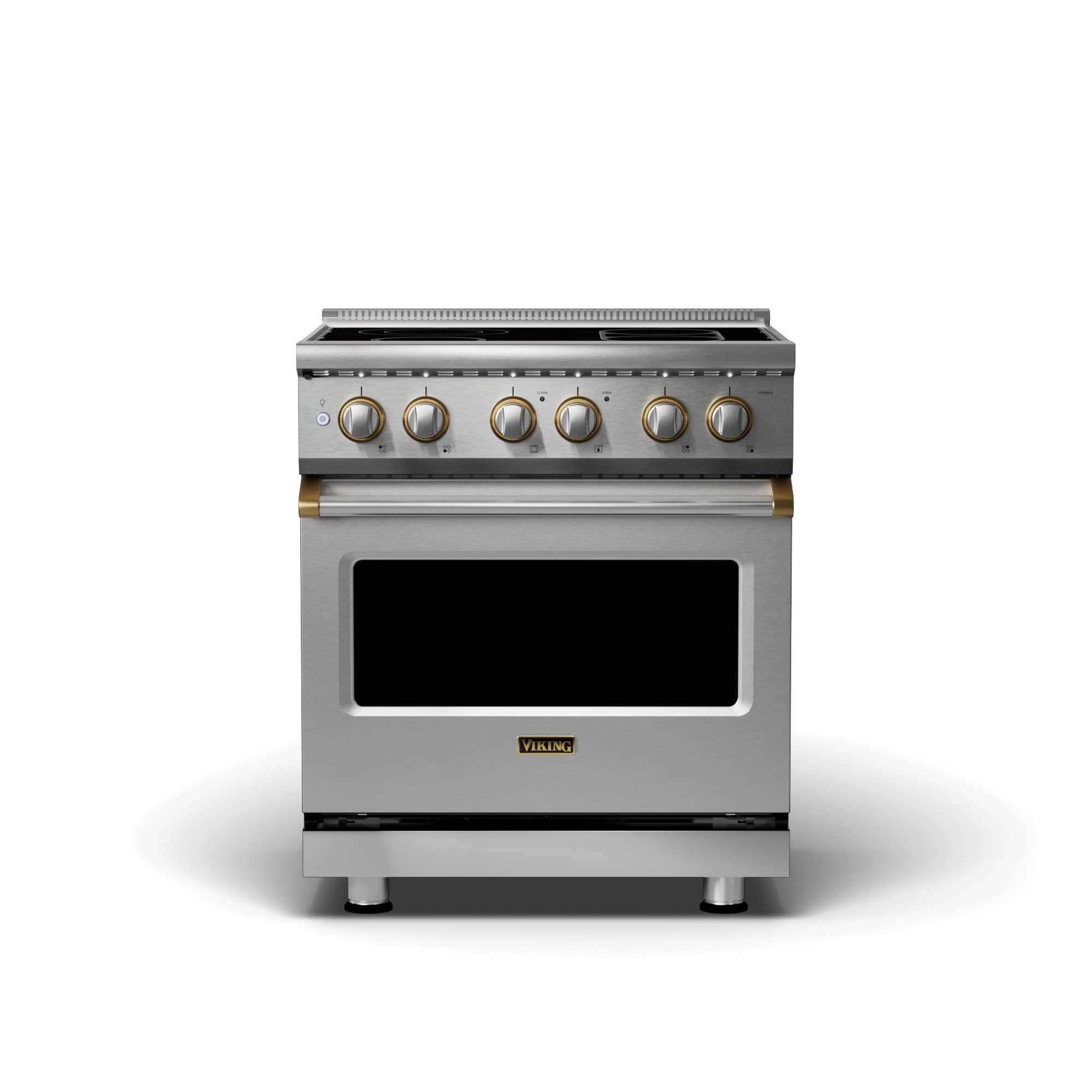Viking - 5 Series 30" Wide 4.7 Cubic Foot Freestanding Electric Range - Stainless with Brushed Brass Accents - Front_Zoom