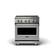 Front. Viking - 30 in. Wide 4 Elements 5 Series 4.7 Cubic Foot Freestanding Electric Range - Stainless with Brushed Brass Accents.