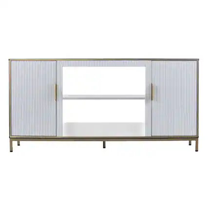 Front. SEI Furniture - Daltaire Media Console with Storage - White.