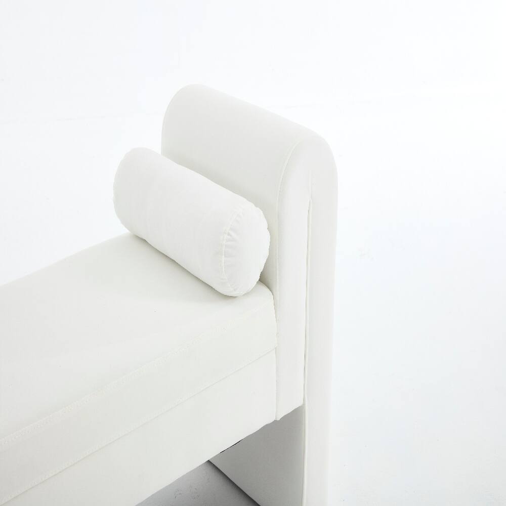 Alt View 1. Ropilly - Ropilly 65-Inch White Velvet Storage Bench Extra Long Modern Minimalist Entryway Mudroom Seat End of Bed Bedroom Bench - White.
