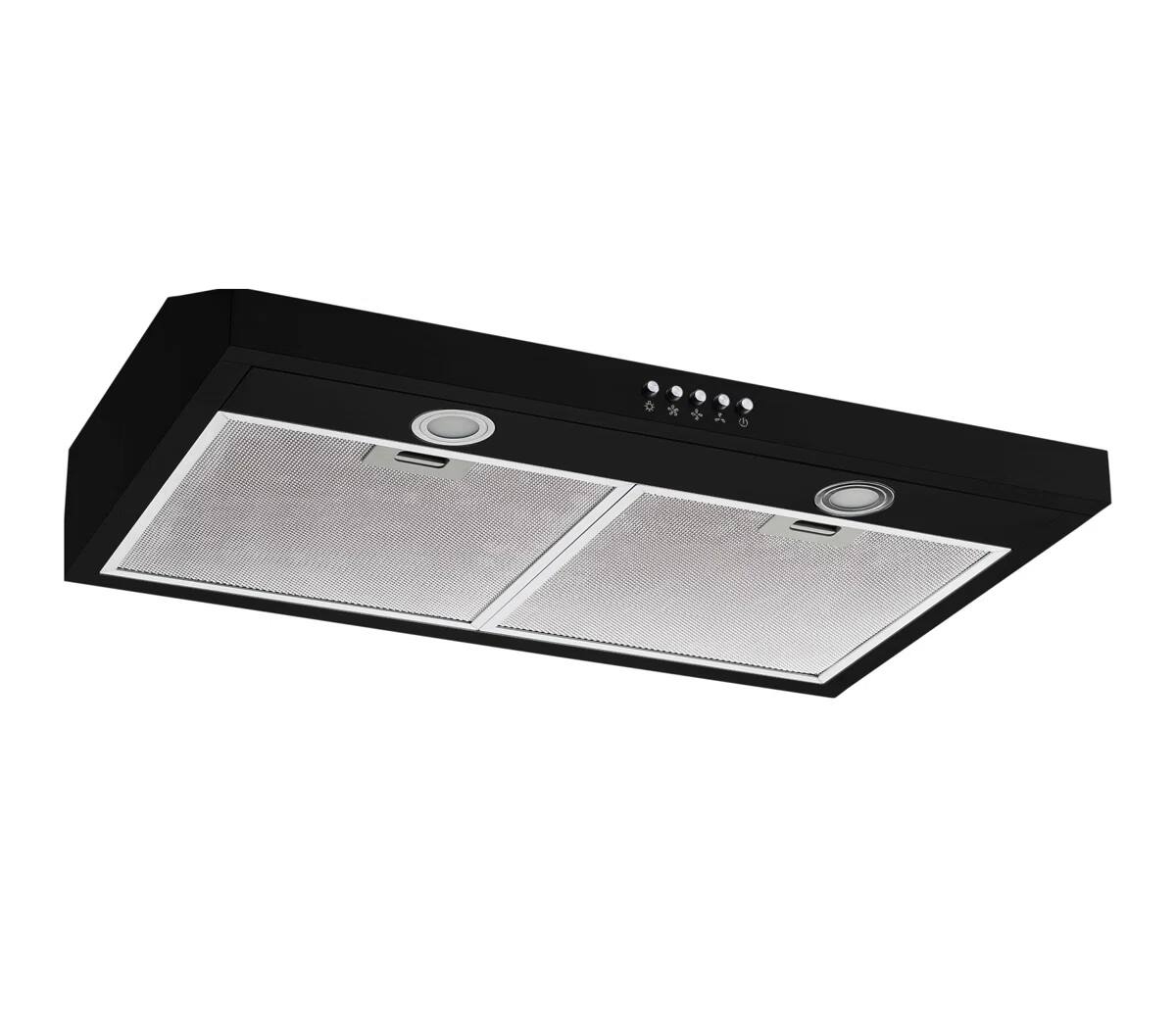 Left. Winflo - Winflo 30 inch Convertible 330-CFM Black Under Cabinet Range Hood - Black.