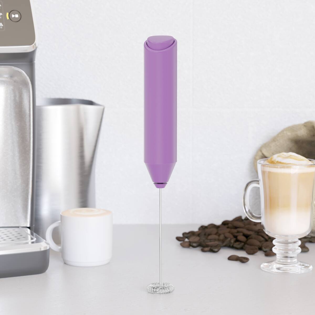 Back. Tooloton - Handheld Milk Frother, Mini Foam Maker for Coffee, Matcha and Hot Chocolate, Stand Not Included, Light Purple - Light Purple.