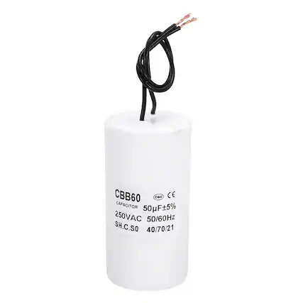 CBB60 CAPACITOR
50µF±5%
250VAC
50/60Hz
SH.C.SO
40/70/21