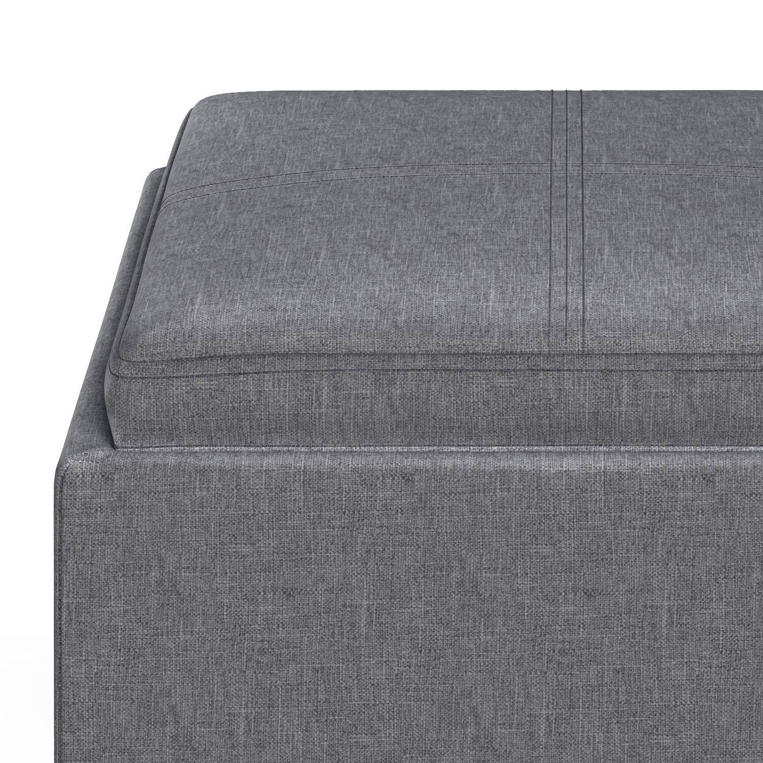 Alt View 16. Simpli Home - Rockwood Cube Storage Ottoman with Tray - Slate Grey.