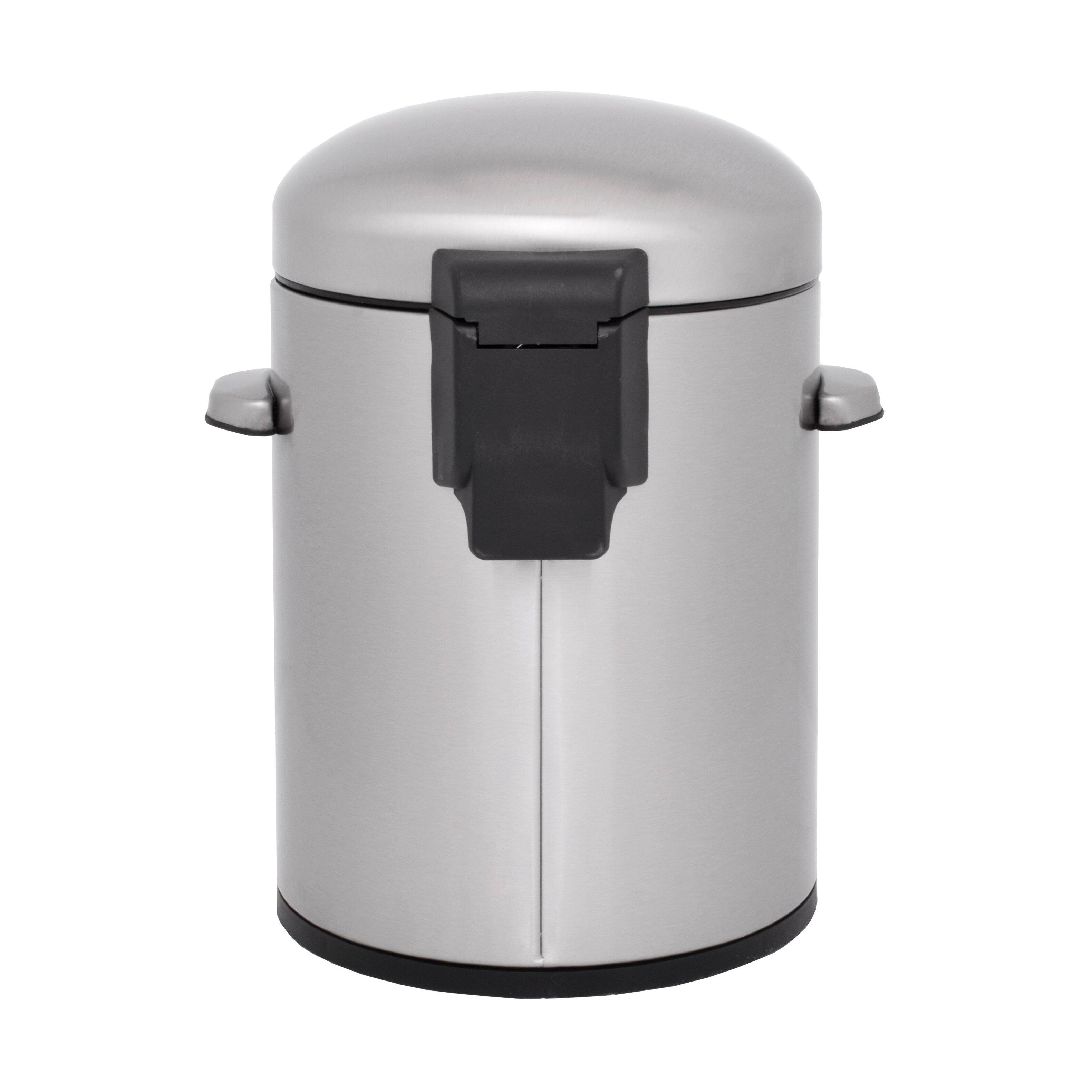Back. Innovaze - 8 Gal./30 Liter and 1.3 Gal./5 Liter Stainless Steel Step-on Trash Can Set for Kitchen and Bathroom - Sliver.
