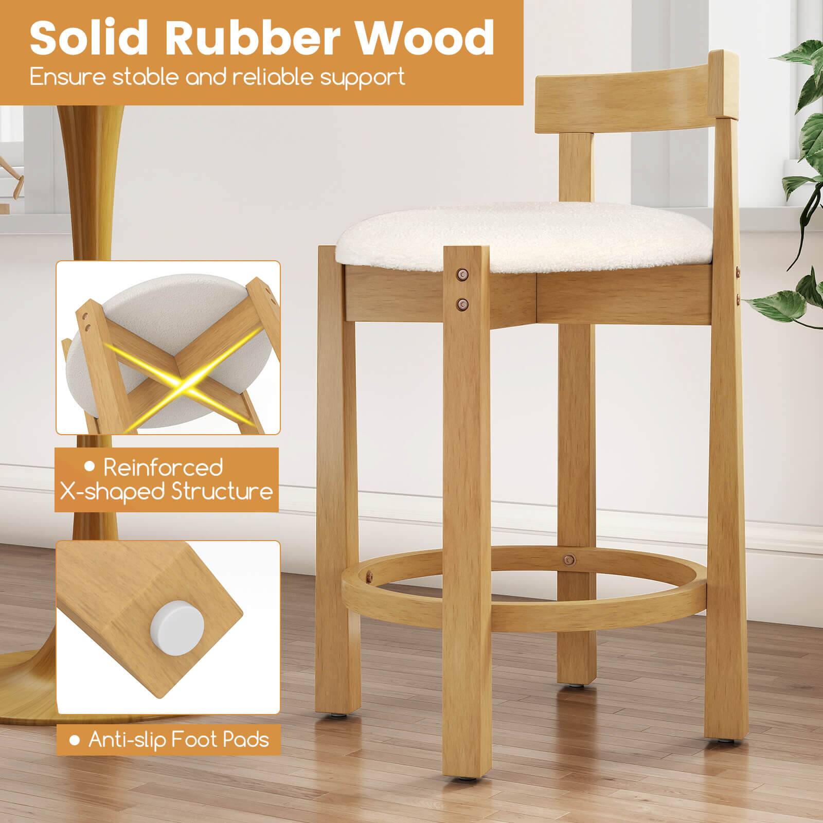 Solid Rubber Wood  
Ensure stable and reliable support  

- Reinforced X-shaped Structure  
- Anti-slip Foot Pads