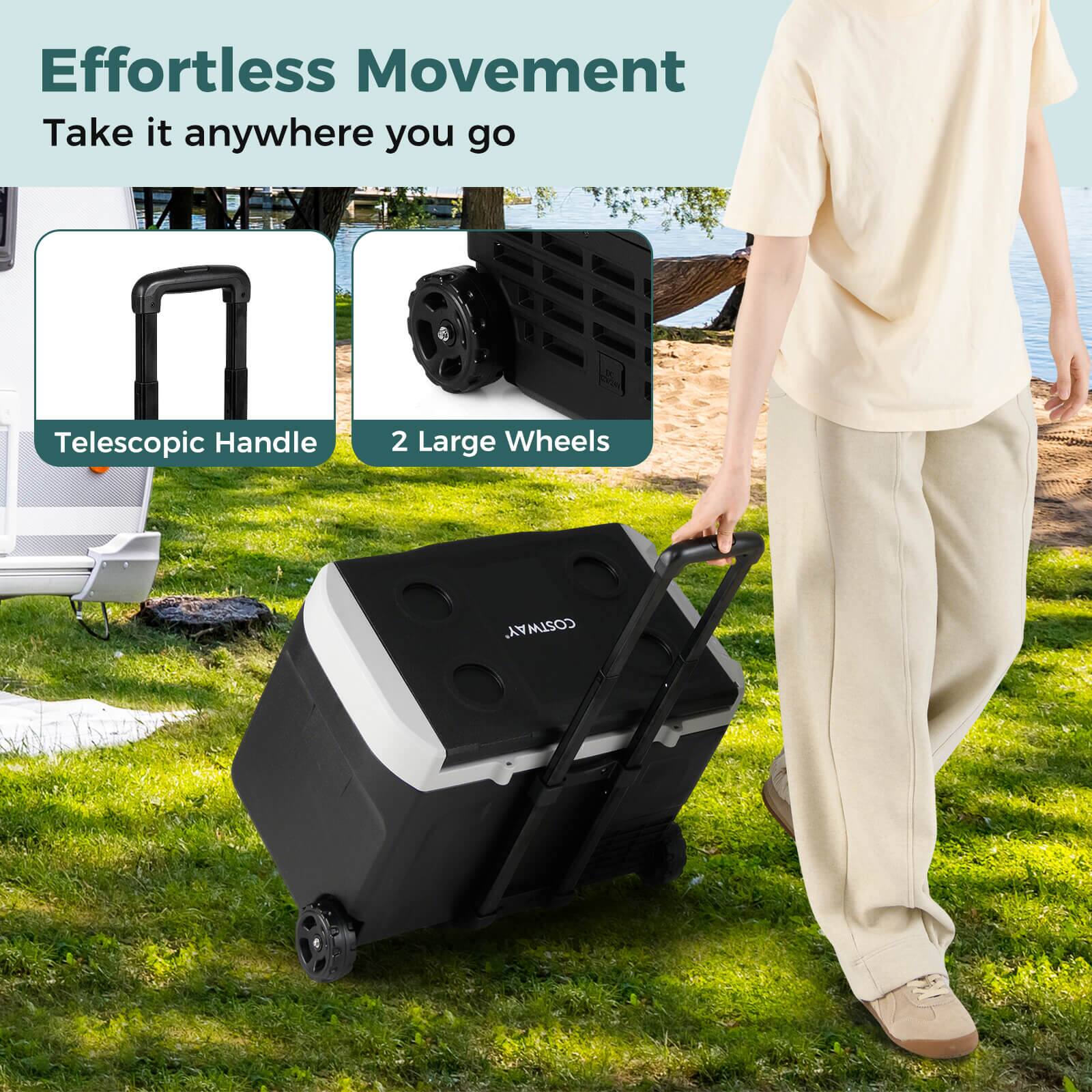 Effortless Movement  
Take it anywhere you go  

Telescopic Handle  
2 Large Wheels  

COSTWAY