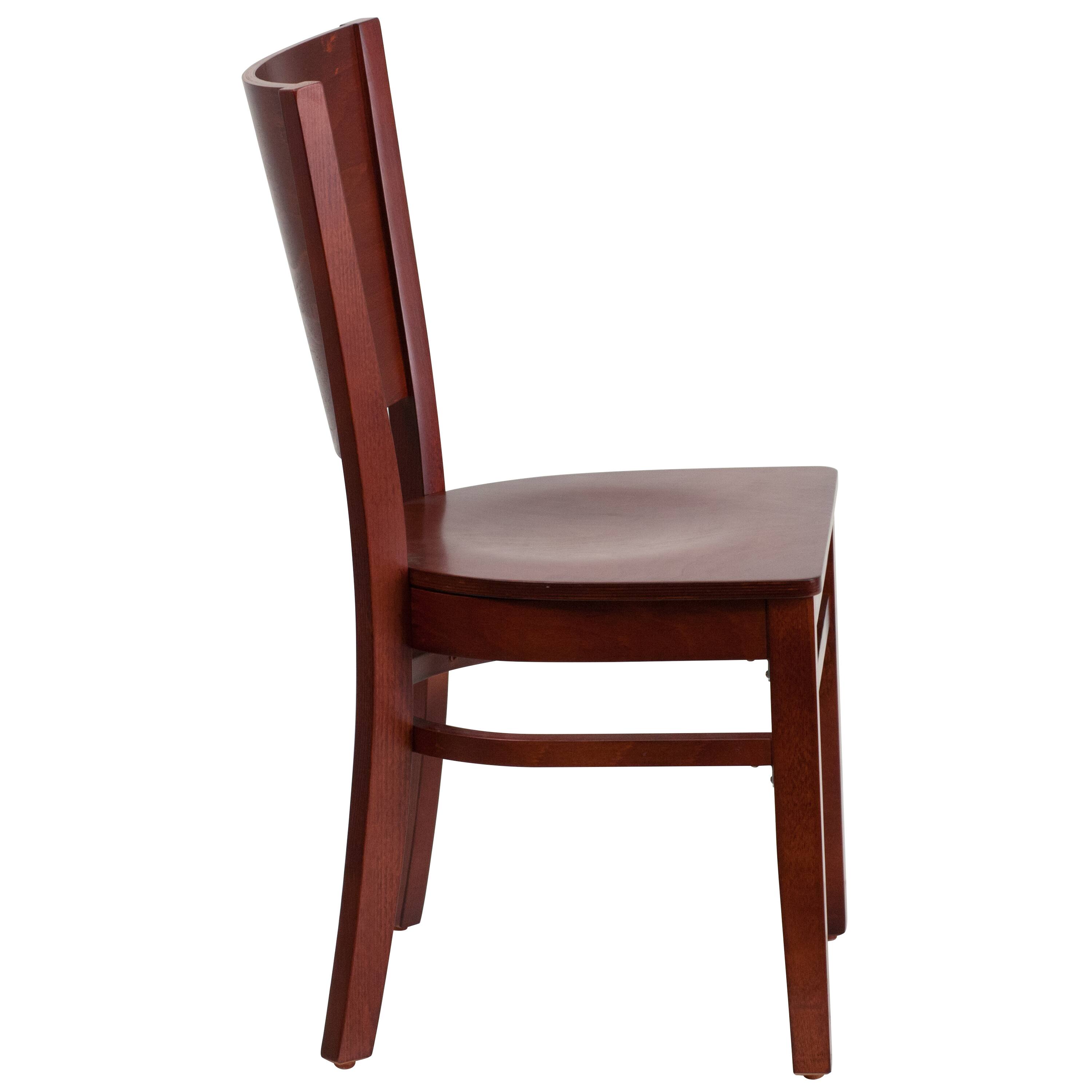 Alt View 4. Emma + Oliver - Solid Back Wooden Restaurant Dining Chair - Mahogany Wood Seat/Mahogany Wood Frame.