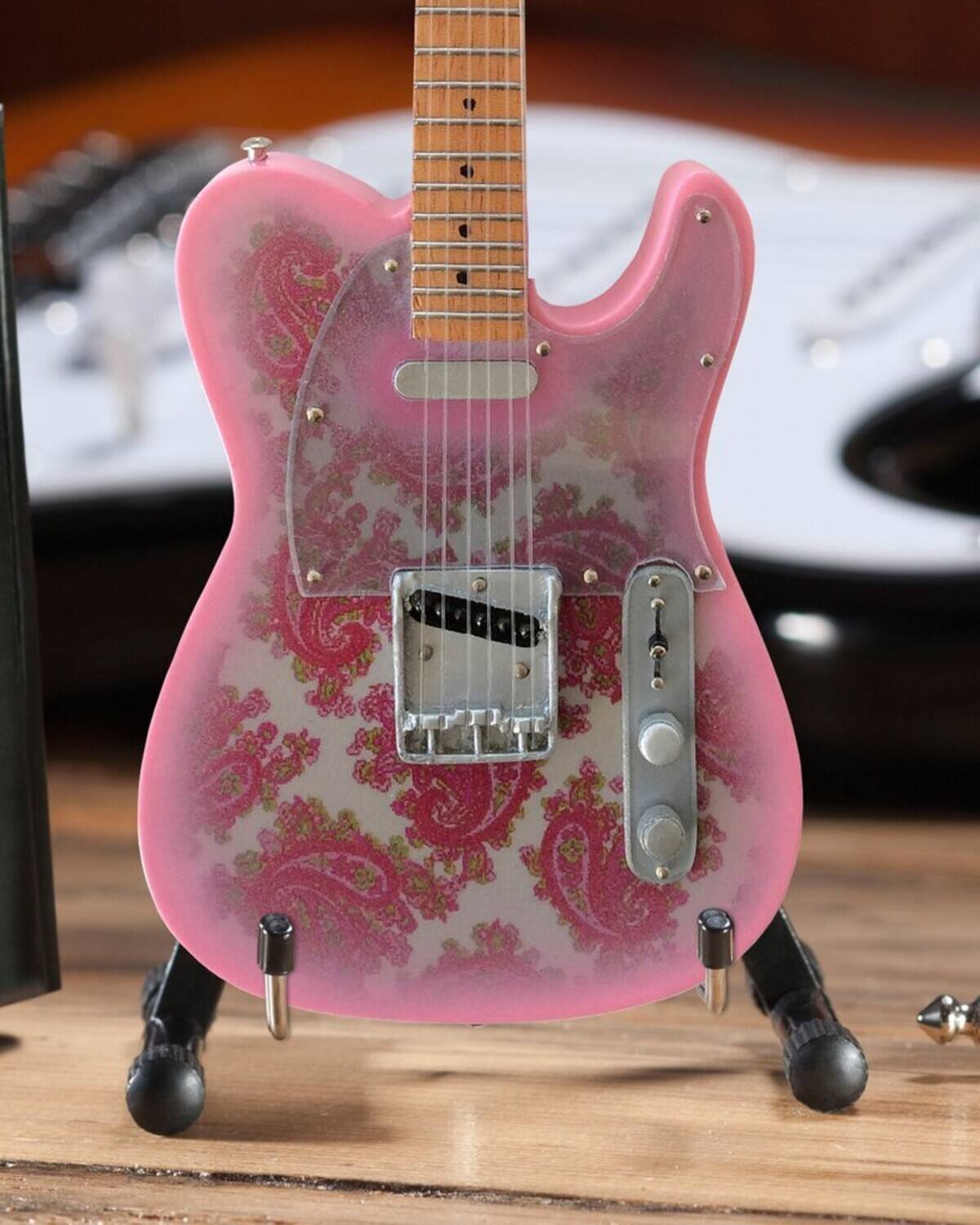 Alt View 1. Axe Heaven - Axe Heaven Fender Telecaster Paisley Pink Mini Guitar Replica Collectible FT-005   - Collectibles - Multicolor.