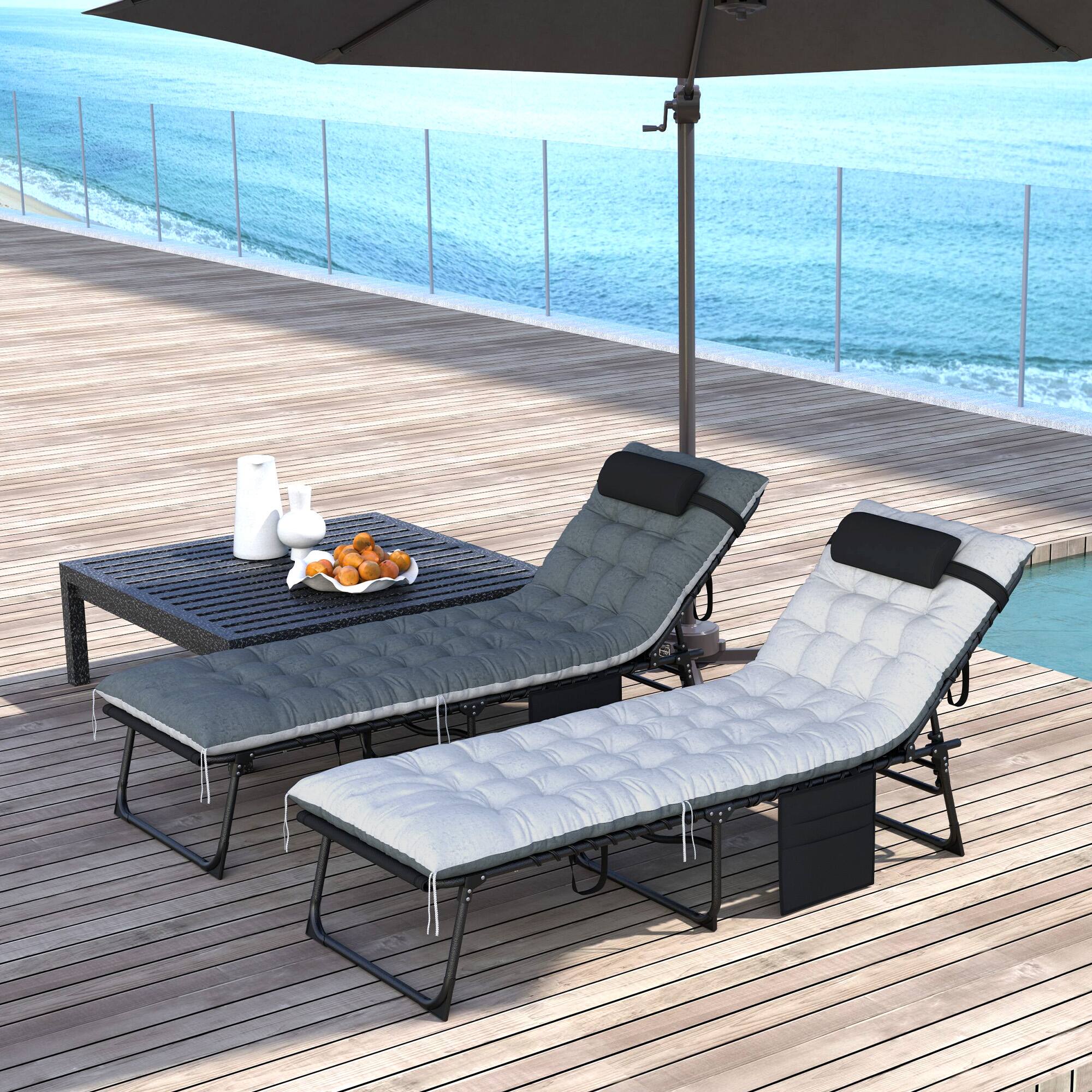 Alt View 1. Outsunny - Outdoor Chaise Lounge Chair Set of 2 - Black/Gray.