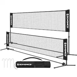 Songmics Home - 13 ft Badminton Net, Height Adjustable Volleyball Net, Pickleball Net with Poles - Black