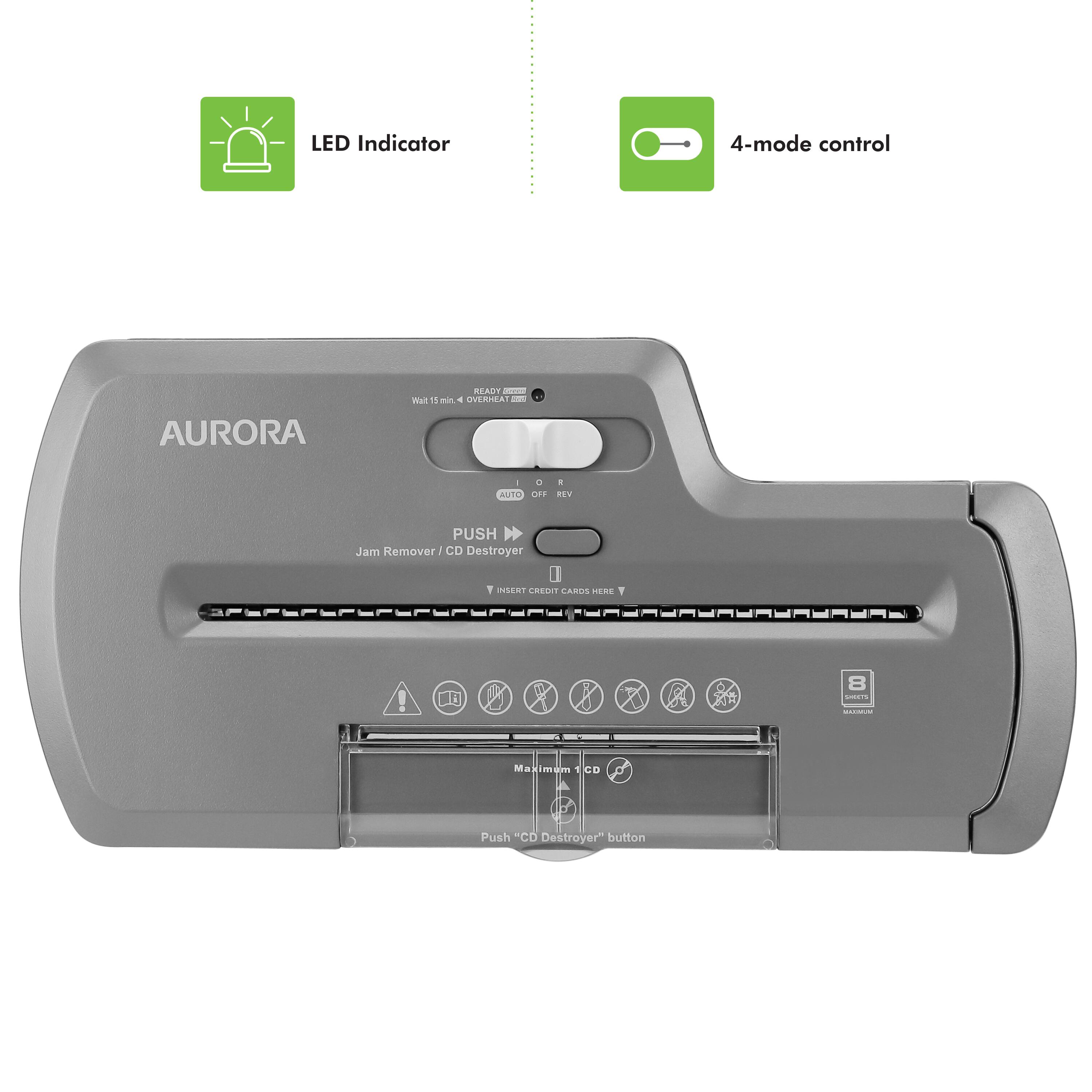 LED Indicator  
4-mode control  
AURORA FOLI  

Wait 11 min. a OVERHEAT - 1  
TO are - SEV PUSH  
Jam Remover CD Destroyer  
1 nEa Cadies CAMOS .0 1 !  
8 - - Maximam CD 4 Push "CO Destroyer" button